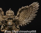 10 8  Old Tibet Bronze Gilt Buddhism Redpoll Winged Garuda Bird Buddha Statue