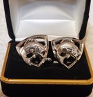 Vintage Hickok Fish Cufflinks And Tie Clip Large Mouth Bass  Silver Tone