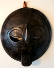 Vintage Hand Carved Wood Tribal Mask Ghana African Tongue Out Wall 9 25  Dia 