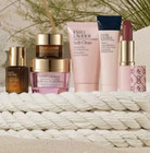 New Estee Lauder 7 Pc Resilience Skincare Makeup Nautical Pink Beach Tote Set