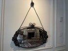 Vintage Wrought Iron Oval Mirror Handmade Floral Rose Frame French Rustic