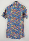 Vintage 1970 s Primstyle Japan Women s Size 12 Blue Floral Zip Boho Shirt Dress