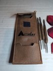 Vintage Accudart 3-dart Set Steel Tip Brass Darts With Original Leather Case Red