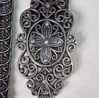 Art Deco Style Silver Black Metal Fabric Filigree Belt Ornate Decorative Buckle