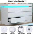 Led Modern 6 Drawer Dresser With Sliding Desktop wide Chest Of Drawers  White