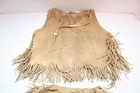 Antique Native American Sioux Indian Beaded Hide Child Dance Dress   Over Shirt-