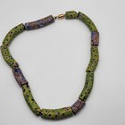 Antique Venetian Millefiori Beads Glass Beads Italy Green Blue Flowery Magnet