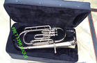 Baritone Horn Of Pure Brass Made In Chrome Polish  cushion Case   Free Fast Ship