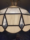 Vintage Mcm Swag Chain Lamp - While Color Leaded Glass