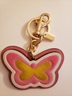     nwot     Coach      Butterfly Key Ring Bag Charm      Pink Multi   Logo Leather     