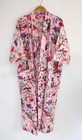 Indian Bird Printed 100  Cotton Robe Long Kimono Sleepwear Night Kimono Dress