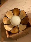 1930s Large Tulip Honey Slag Glass Hanging Lamp