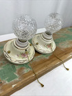 Rewired Pair Vtg Art Deco Wall Sconce Ceiling Flush Mount Light Porcelain Floral