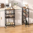 Slim Rolling Cart  4-tier Narrow Kitchen Storage Cart  Slim Utility Cart On Whee