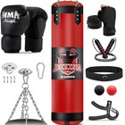 4ft Heavy Punching Bag Set With 12 Oz Gloves For Mma  Kickboxing  Karate Trainin