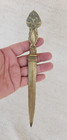 Large Vintage Victorian Solid Brass Ornate Handle Desk Writing Letter Opener