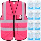 Cooling Vest With 8 Ice Packs  Summer Reflective Safety Vest For Large Pink