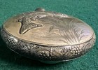 Antique  dry As A Fish  Plated Hip Flask