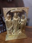 Vintage Brass Tone Ram Darbar Plaque 8    Rama Sita Laxman Hanuman