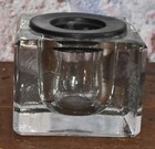 Antique Square Cut Beveled Heavy Clear Fountain Dipping Pen Glass Ink Well 1894