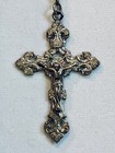 Vintage Large Sterling Silver Rosary Orange Faceted Glass Beads Ornate Crucifix 