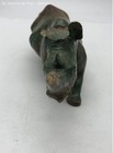 Vintage Hand Carved Malachite  Gemstone Rhino Figure Damaged View Photos 8 5x4 5