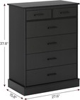 Black Dresser With 6 Drawers For Bedroom Tall Chest Of 6 Drawers Storage Cabinet