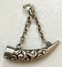 Vintage Sterling Silver Repousse Horn Charm pendant