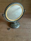 Silver Plate Mirror Makeup Vanity Tabletop Dresser Tilt Swing Double Sided Vtg