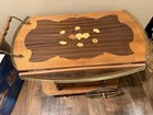 Vintage Italian Marquetry Inlaid Wood Serving Bar Tea Cart W  Wheels