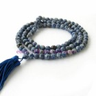 8mm Tibet Buddhist 108 Blue Gemstone Prayer Beads Mala Necklace