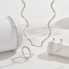 Clear Rhinestone Twisted Wave Chain Necklace Bracelet Earrings Ring Jewelry Set