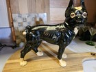 Vintage Cast Iron Small Boston Terrier Bull Dog Black Coin Bank Hubley