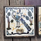 Pair Of Vintage Framed  Jerusalem Armenian Style Hand Painted Ceramic Tiles