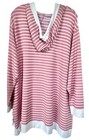 Jane   Delancey Women s Hooded Pullover Top Long Sleeve Plus Sz 2x Pink Striped