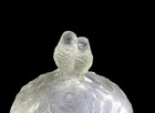 Rene Lalique Inspired Satin Frosted Glass Parakeets 5 25  Deco Dresser Jar 1930s