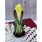 Vintage Porcelain Goldfinch Yellow Bird Flower Frog Japan Hand Painted
