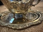 Vintage Silver Wallace Baroque Gravy   Sauce Boat With Tray Set 