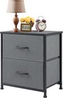 Gray Nightstand With 2 Fabric Drawers Small Dresser Living Bedroom Furniture