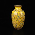 Chinese Old Porcelain Yellow Enamel Vase With Tangled Branches