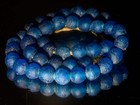 A 23  Strand Of Recycled Glass Beads From Ghana  Teal Blue  vb_0188 