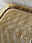Rare Set 14 Vintage Bamboo Serving Trays  Mid Century Modern Rattan Trays Tiki