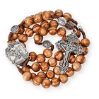  Store Sacred St Michael Wood Beads Rosary Solid Wooden Prayer Chaplet With 