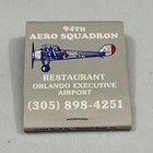 Vintage Matchbook  Cover 94th Aero Squadron  Restaurant Orlando Exec Airport Gmg