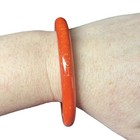 Vintage Red Yellow Orange Marbled Bakelite Bangle Bracelet 1 3    Retro Art Deco