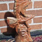 Carved Stone Eagle Sculpture Figurine - Brown   Beige Bird Theme
