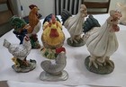 Lot Of 6 Vintage Hen Chicken Rooster Figurines Metal Resin Ceramic