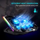 Rgb Laptop Fan Cooling Pad Adjustable Height 6 Quiet Fans  Phone Holder-blue Led