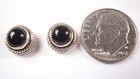 Black Onyx 925 Sterling Silver Stud Round Earrings With Rope Style Accents