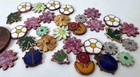 Vintagesmall Enameled Metal Flowers Leaves Ladybug Cabs Findings Lot 30